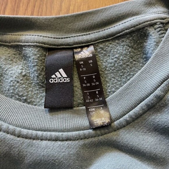 Adidas Womens Small Long Sleeve Fleece Crewneck Pullover Sweatshirt Sweater Logo - Picture 5 of 6